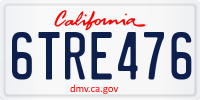 CA license plate 6TRE476