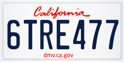 CA license plate 6TRE477