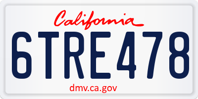 CA license plate 6TRE478