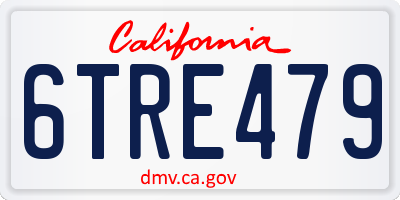 CA license plate 6TRE479