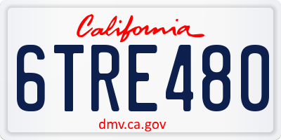 CA license plate 6TRE480