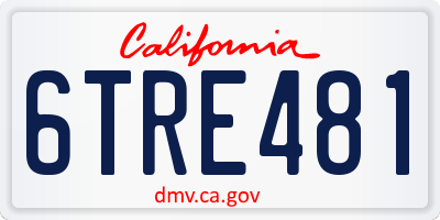 CA license plate 6TRE481