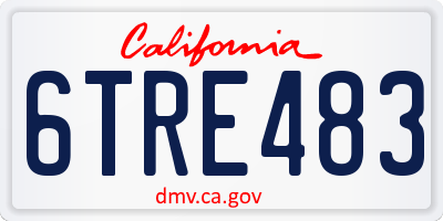 CA license plate 6TRE483