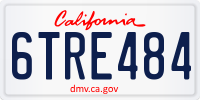 CA license plate 6TRE484