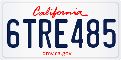 CA license plate 6TRE485