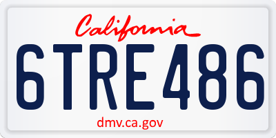 CA license plate 6TRE486