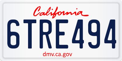 CA license plate 6TRE494