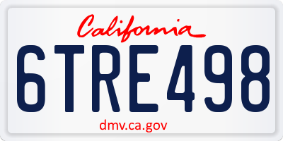 CA license plate 6TRE498