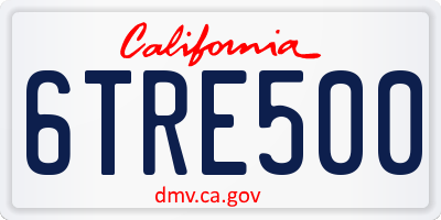 CA license plate 6TRE500