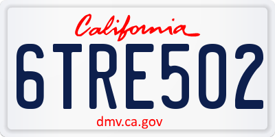 CA license plate 6TRE502