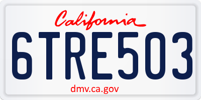 CA license plate 6TRE503