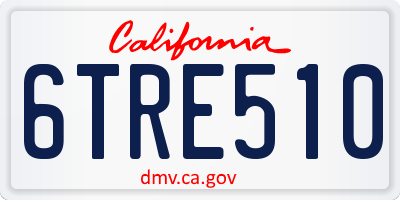 CA license plate 6TRE510