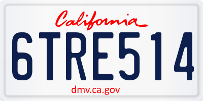 CA license plate 6TRE514