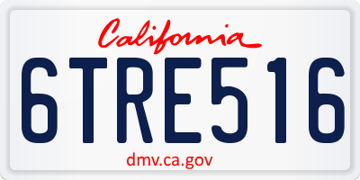 CA license plate 6TRE516