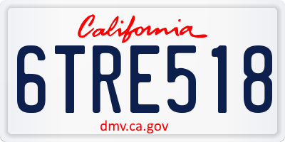 CA license plate 6TRE518