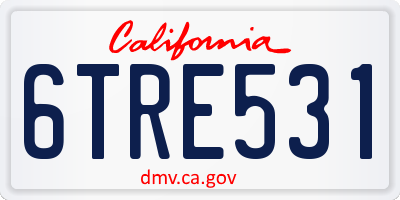 CA license plate 6TRE531