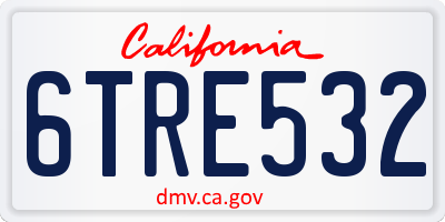 CA license plate 6TRE532