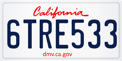 CA license plate 6TRE533