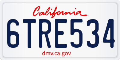 CA license plate 6TRE534