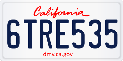 CA license plate 6TRE535