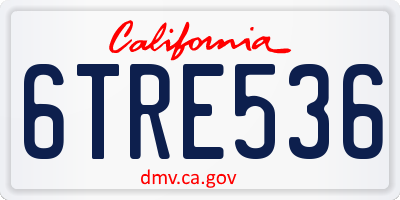 CA license plate 6TRE536