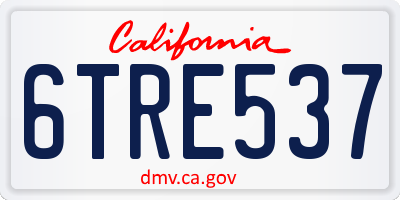 CA license plate 6TRE537