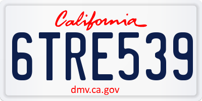 CA license plate 6TRE539