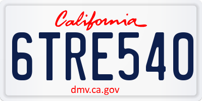 CA license plate 6TRE540