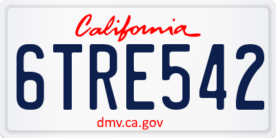 CA license plate 6TRE542