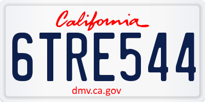 CA license plate 6TRE544