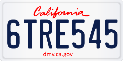 CA license plate 6TRE545