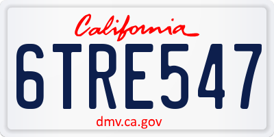 CA license plate 6TRE547