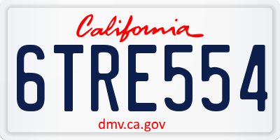 CA license plate 6TRE554