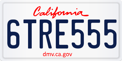 CA license plate 6TRE555