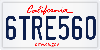 CA license plate 6TRE560