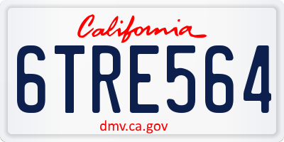 CA license plate 6TRE564