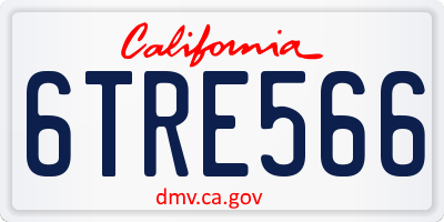 CA license plate 6TRE566