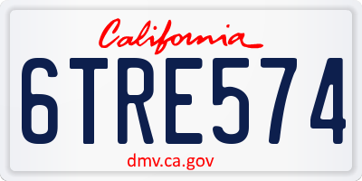 CA license plate 6TRE574