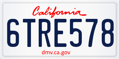 CA license plate 6TRE578