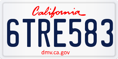 CA license plate 6TRE583