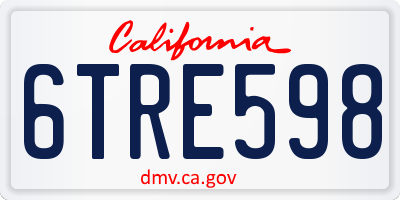 CA license plate 6TRE598