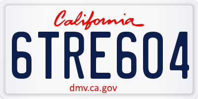 CA license plate 6TRE604