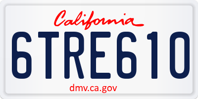 CA license plate 6TRE610