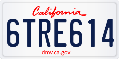 CA license plate 6TRE614