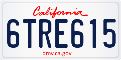 CA license plate 6TRE615