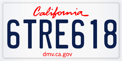 CA license plate 6TRE618