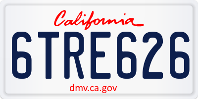 CA license plate 6TRE626