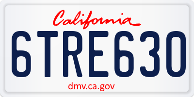 CA license plate 6TRE630