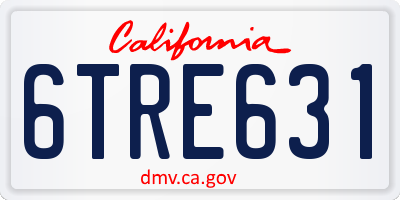 CA license plate 6TRE631