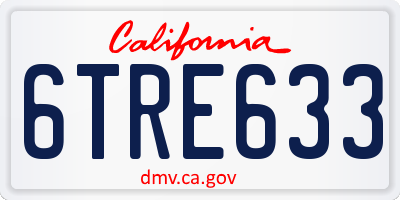 CA license plate 6TRE633